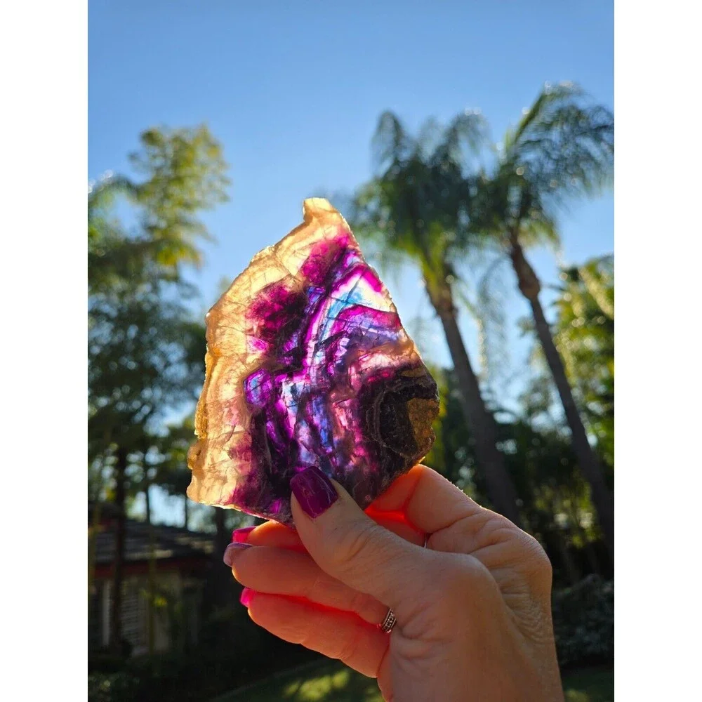 Rainbow Fluorite Crystal Natural Stone Slab